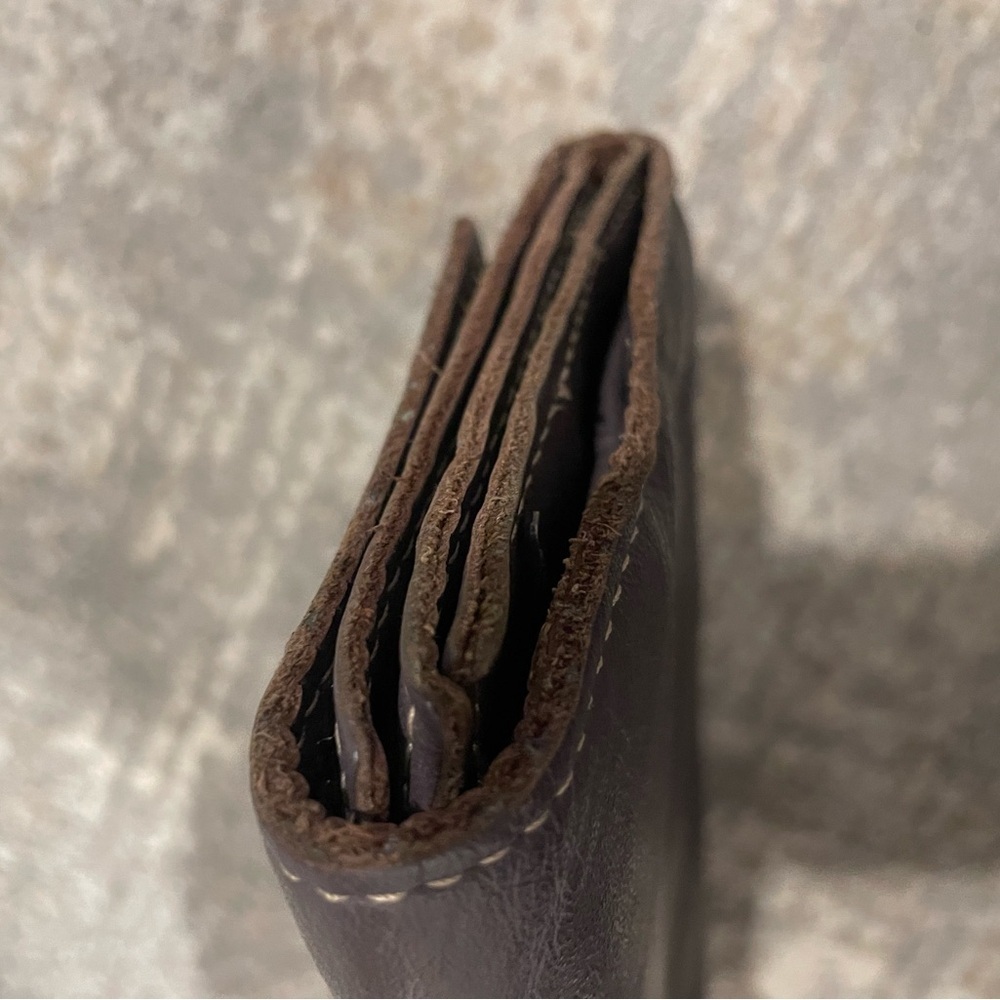 Leather Master Brantford Ont. Canada Quality Leather Wallet Raw Edge Deep Purple - Picture 7 of 9